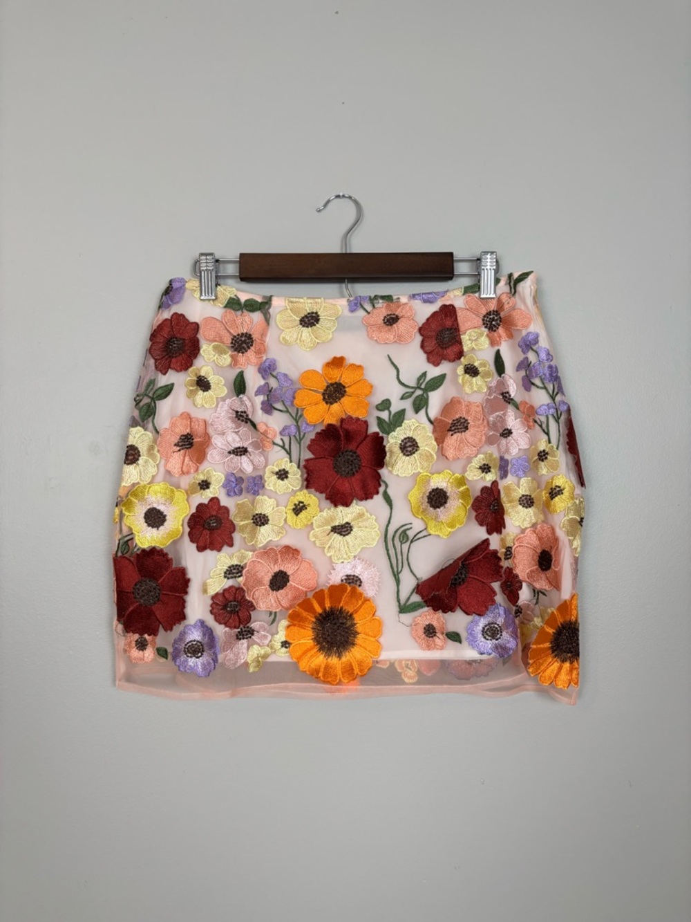 Finesse Addie 3D Flower Mini Skirt Womens XL Multicolored Lined